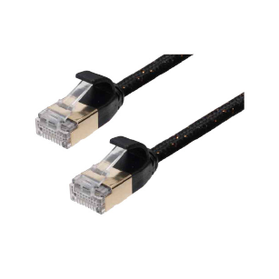 KDCA09J-A black Ethernet patch-cable connector-end views; representative termination detail