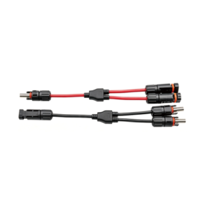 Assemblages de connecteurs en Y deux-vers-un PV004-2T1, rouge et noir ; configuration représentative